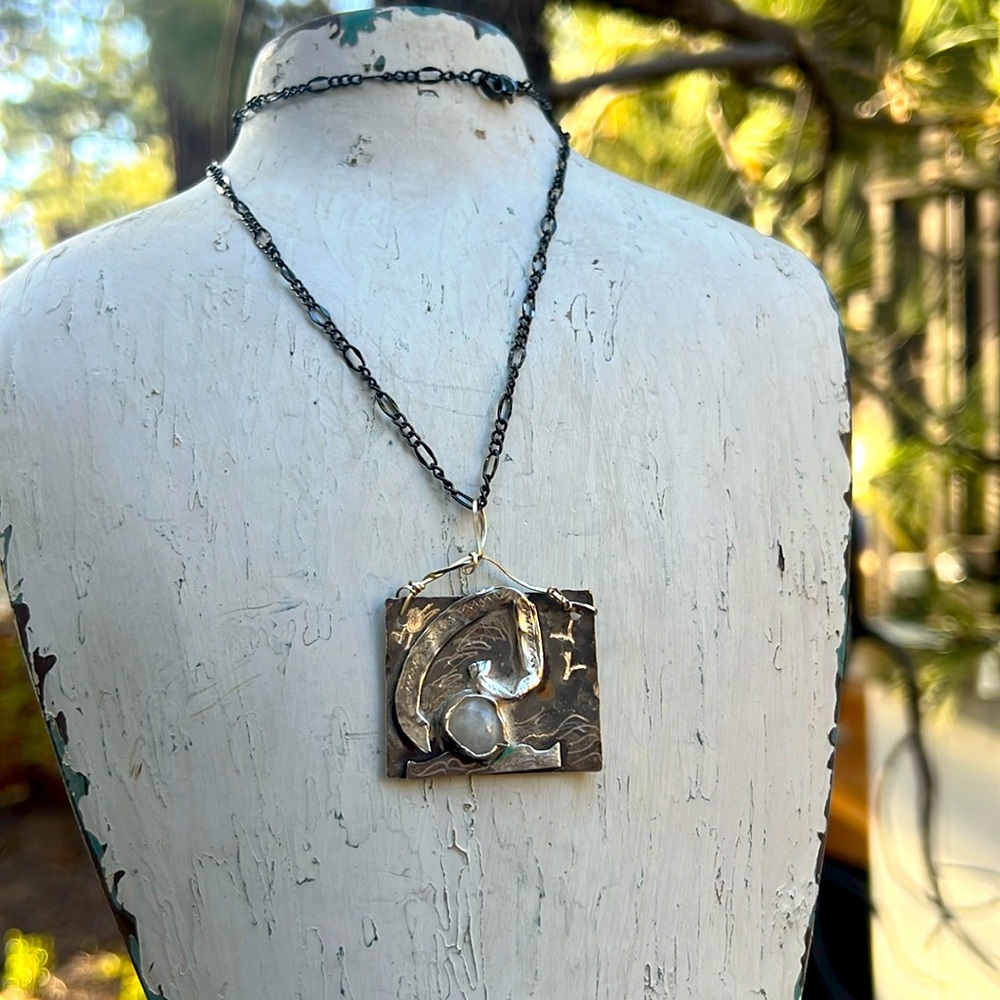 Sterling Silver & Moonstone Necklace handcrafted